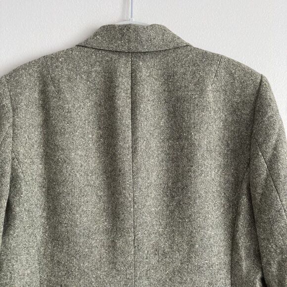 J. Crew Schoolboy Blazer Suede Elbow Patches 100% Wool Size 10 Gray Beige Mix - Picture 8 of 11